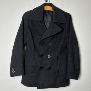 Fitz Wright Womens VTG Pea Coat 4P Wool Blend Reversible Nautical Fisherman